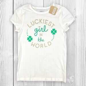 Crazy 8 luckiest girl graphic tee white girls large y2k nwt